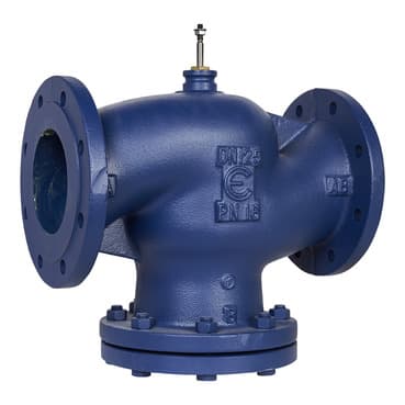VG221F Globe Valve, 2-Way, DN125, Kvs 200 m³/h, ISO Flanged,  Brass Plug, EPDM Seals, Stem Up Closed.