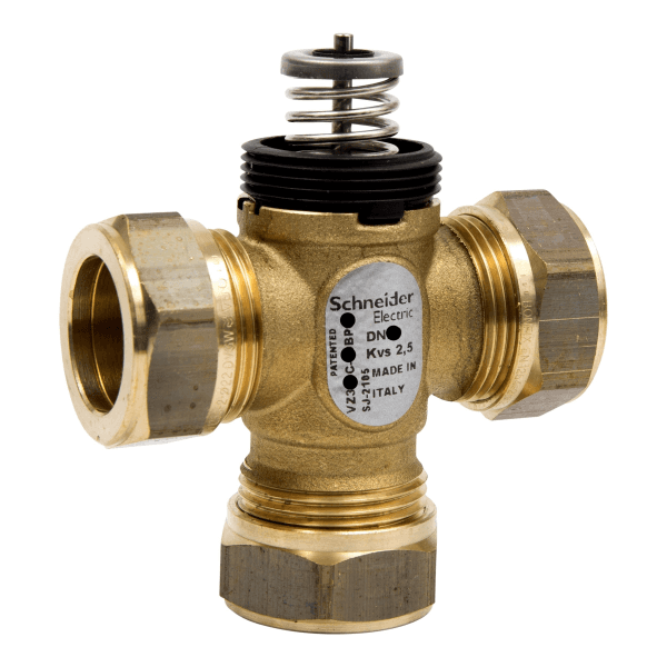 صمّام مناطق، 15mm، 3-Way، كبس، نحاسي، 1.6kvs