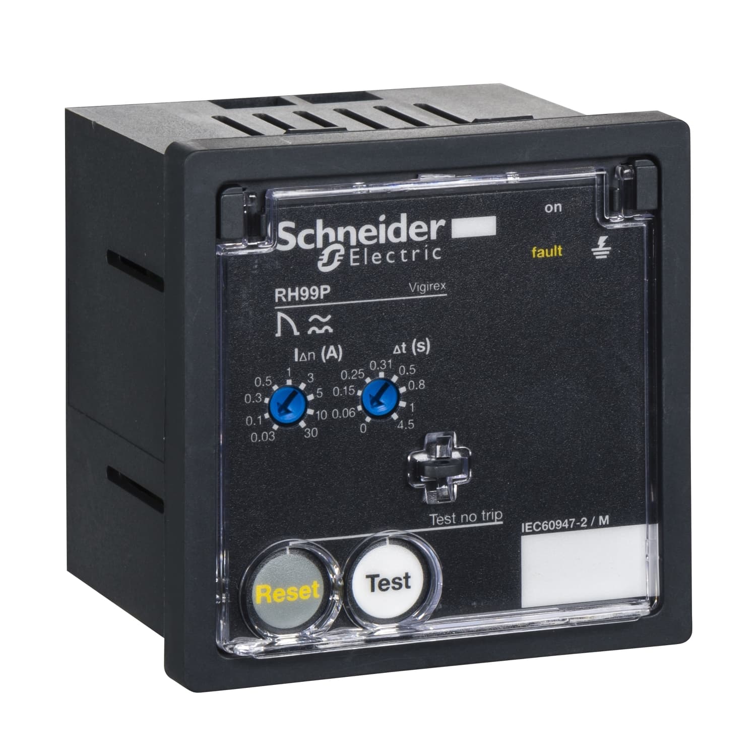 Residual current monitoring relay, VigiPacT RH99P, 30mA-30A, 12/24VAC 50/60Hz, 12/48VDC, front panel mounting