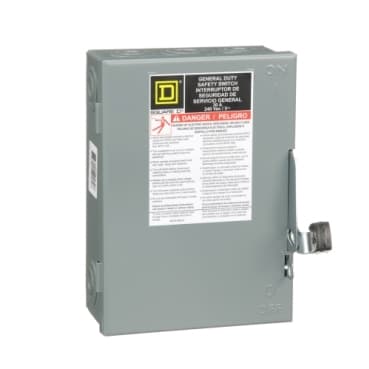 مفتاح أمان، خدمة general، non fusible، 30A، 3 أقطاب، 3 wire، 7.5hp، 240VAC، NEMA 1