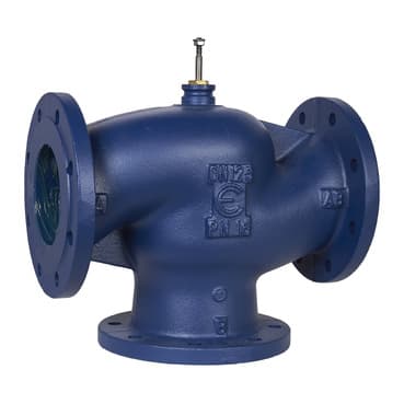 VG311F Globe Valve, 3-Way, DN125, Flanged, Kvs 200 m³/h, Cast Iron Body and Seat, Brass Plug.