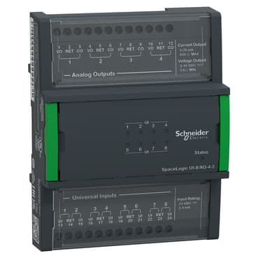 SpaceLogic Central I/O Expansion Module, 8 Universal Inputs, 4 Analog Outputs