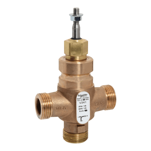 Venta V341 Globe Valve, 3-Way, PN16, G 1 External Thread, DN15, Kvs 2.5, Bronze Body, Stainless Steel Trim.