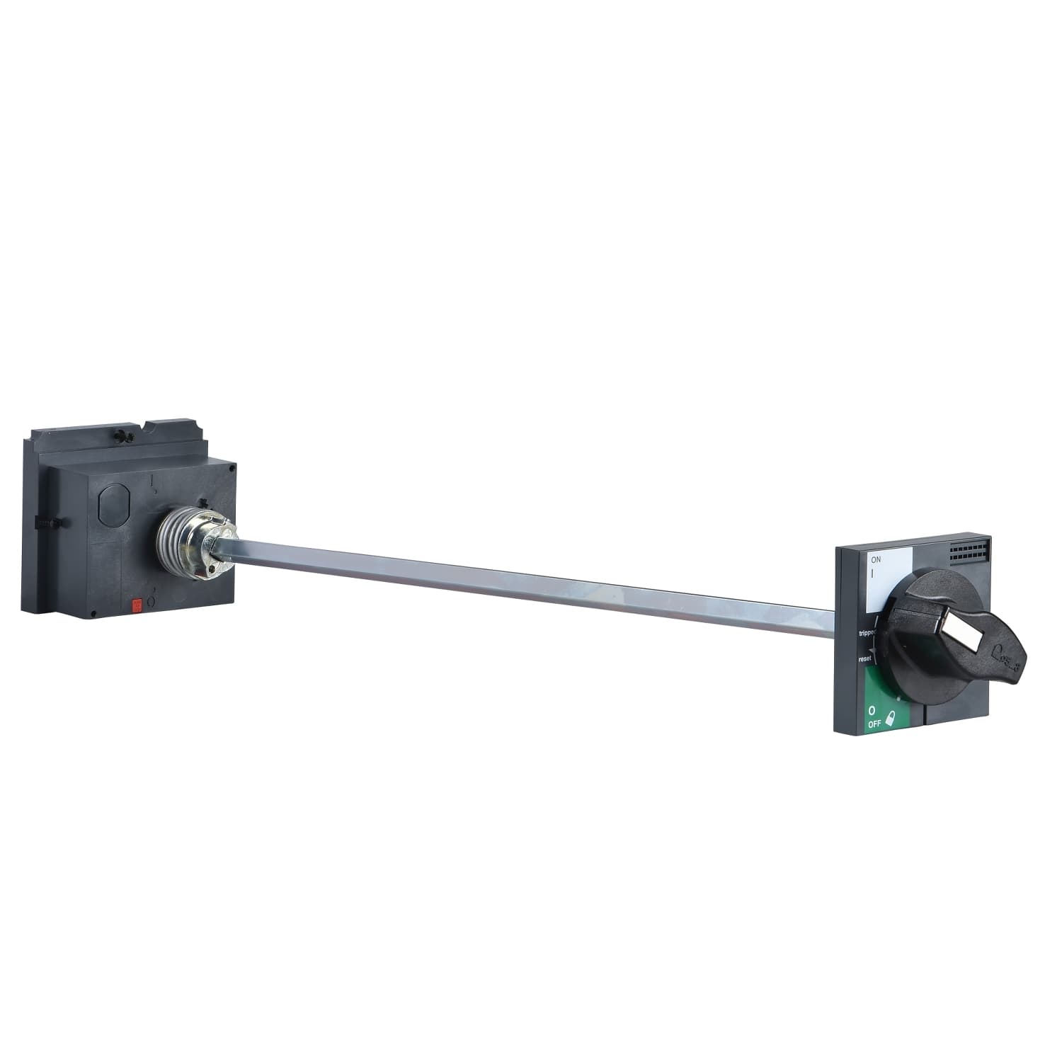 Extended rotary handle, TeSys GV7, black legend plate, padlockable, IP55