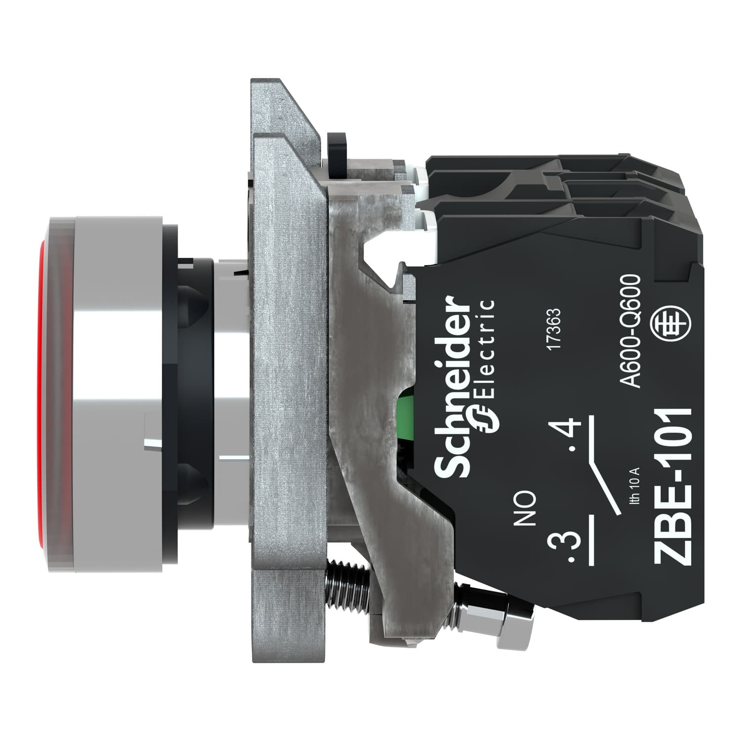 Illuminated pushbutton, red, <250V