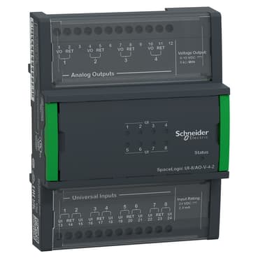 SpaceLogic Central I/O Expansion Module, 8 Universal Inputs, 4 Analog Voltage Outputs