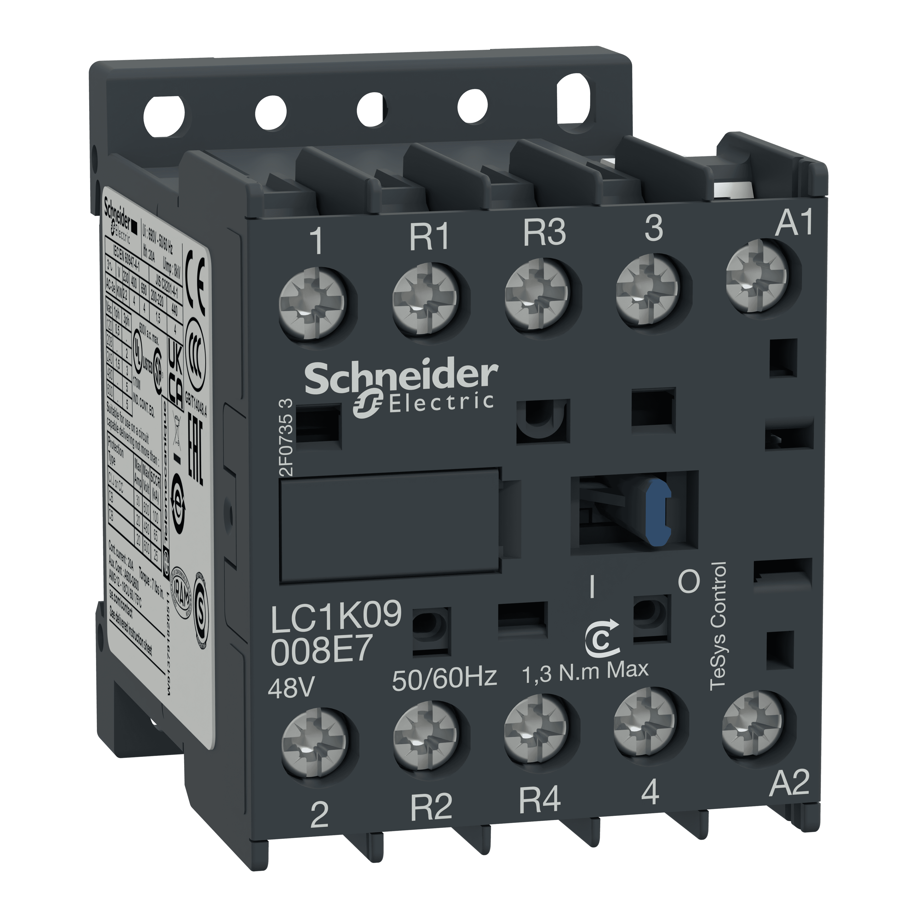 كونتاكتور، TeSys K، 4P(2NO+2NC)، AC-1 440V 20A، ملف 48V AC