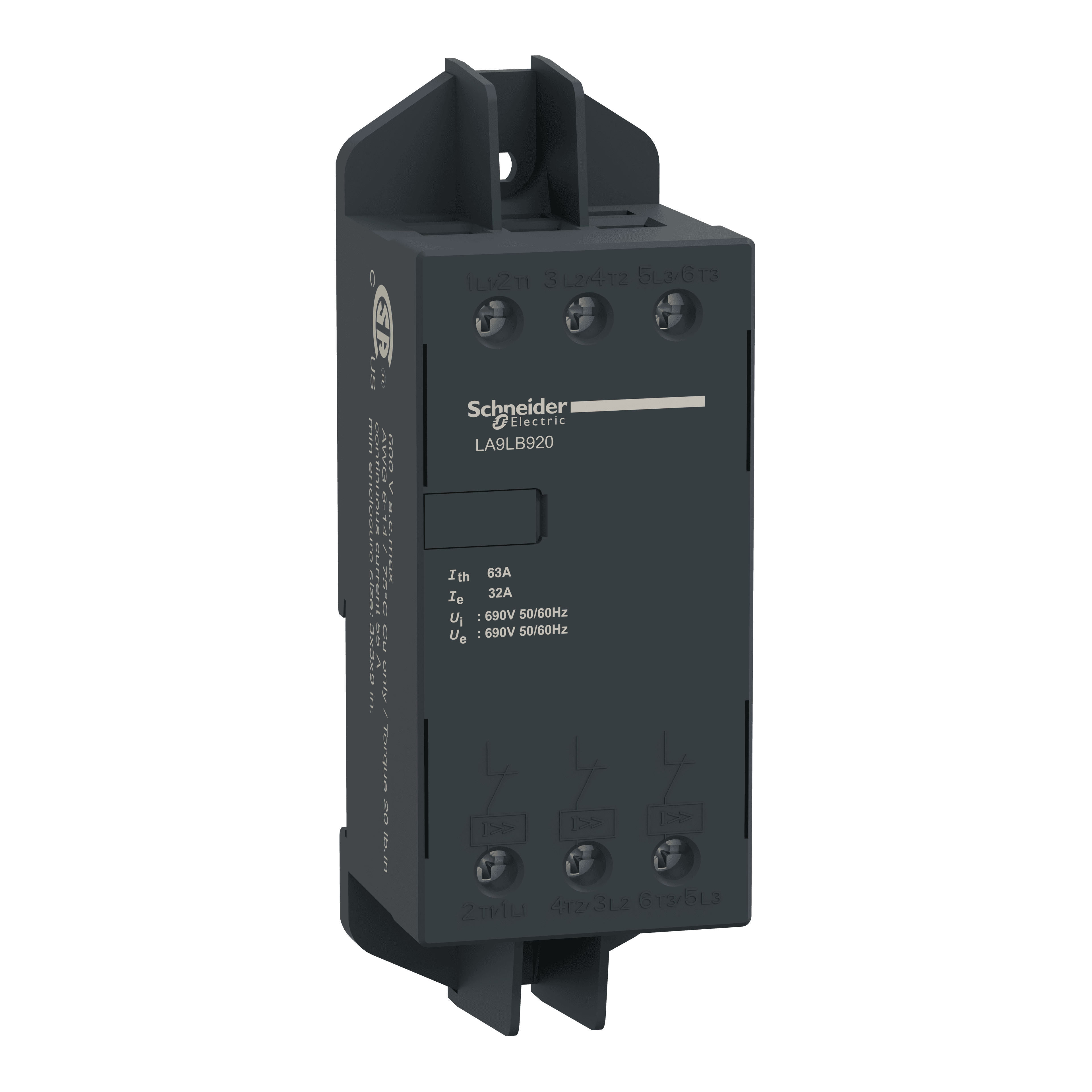 تيار limiter، TeSys U / TeSys GV2، 32A/690V، activation 1kA، Iq 100kA@440V، تركيب سكة DIN