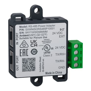 Non-isolated RS485 and power adapter, SpaceLogic