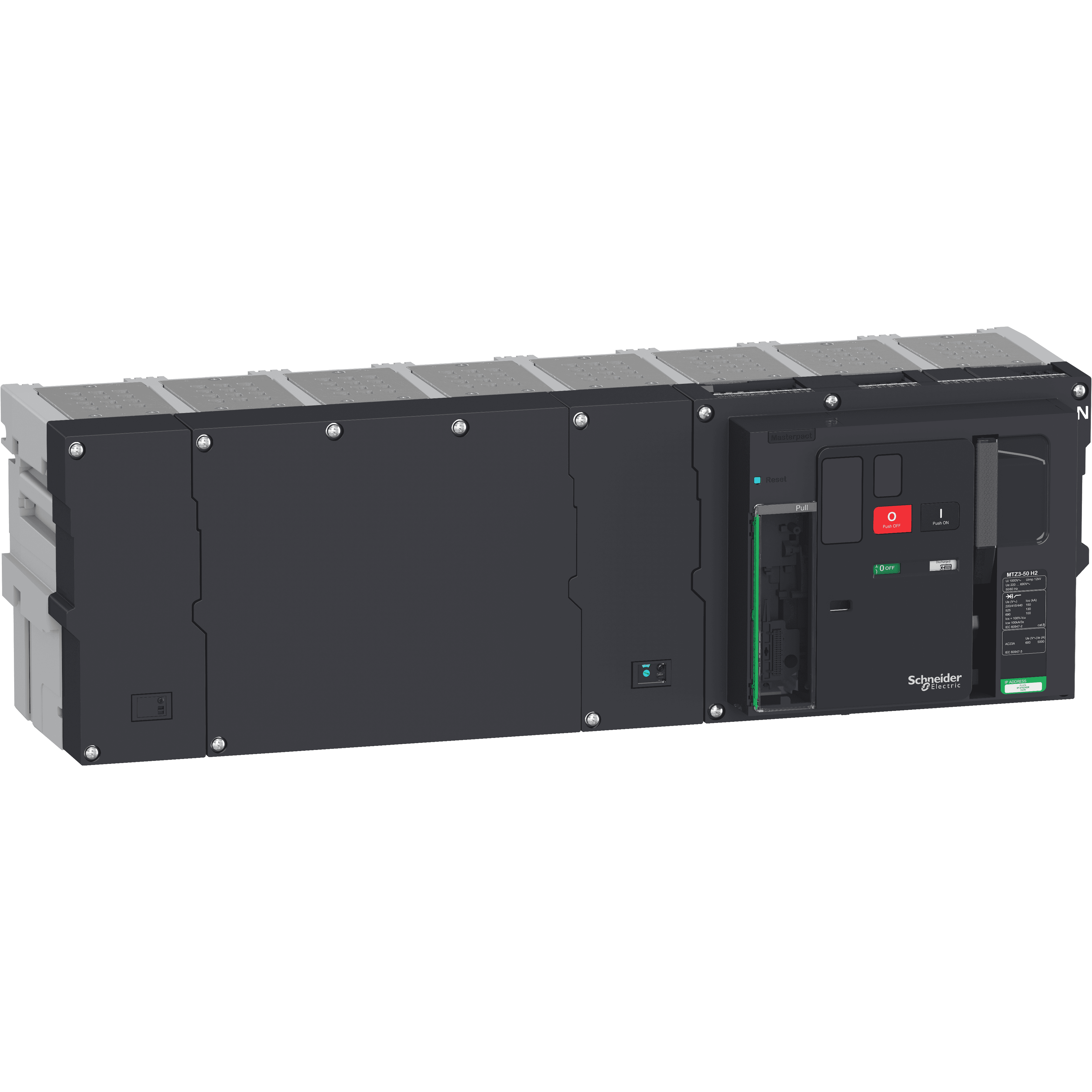 Circuit breaker  frame, MasterPact MTZ3 63H1 drawout for MicroLogic X, 6300A, 100kA/415VAC  (Icu), 4P right neutral