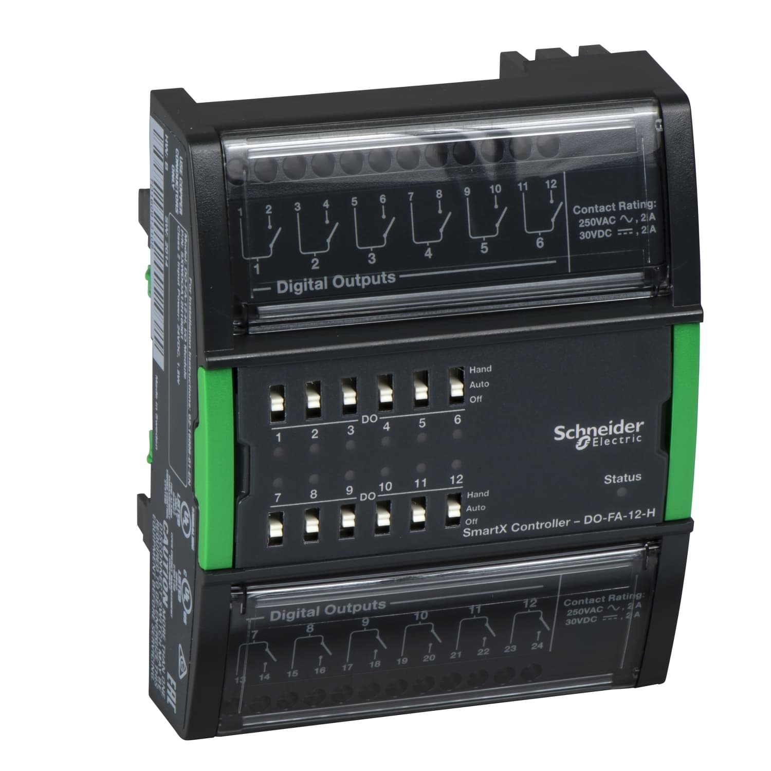 وحدة Central I/O، SpaceLogic، مخارج رقمي 12 Form A، مفاتيح hand control/override