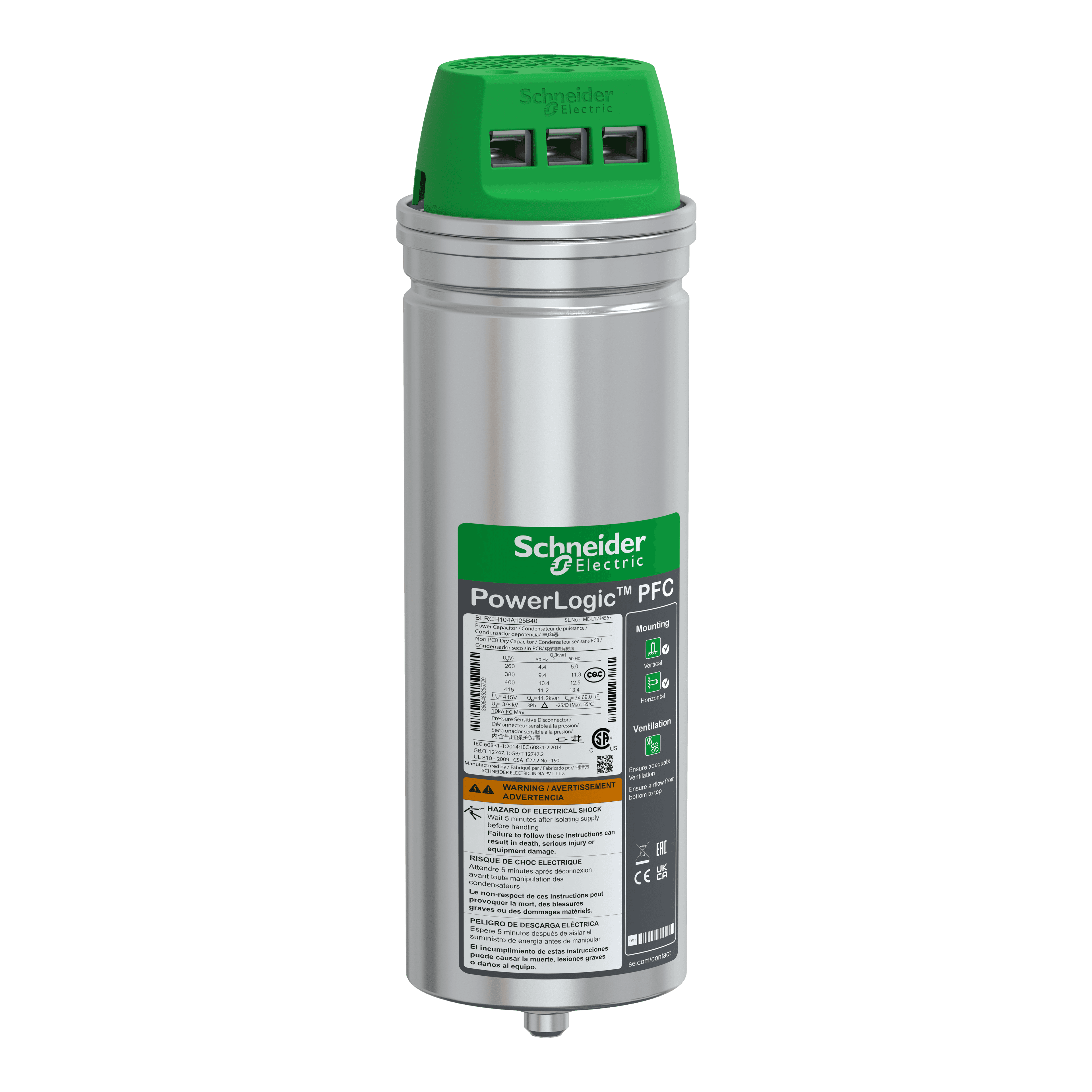 CAPACITOR CAN HDY 10.4/12.5KVAR 400V