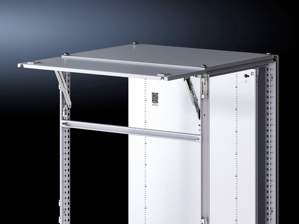 Stay for trim panel, hinged at the top
