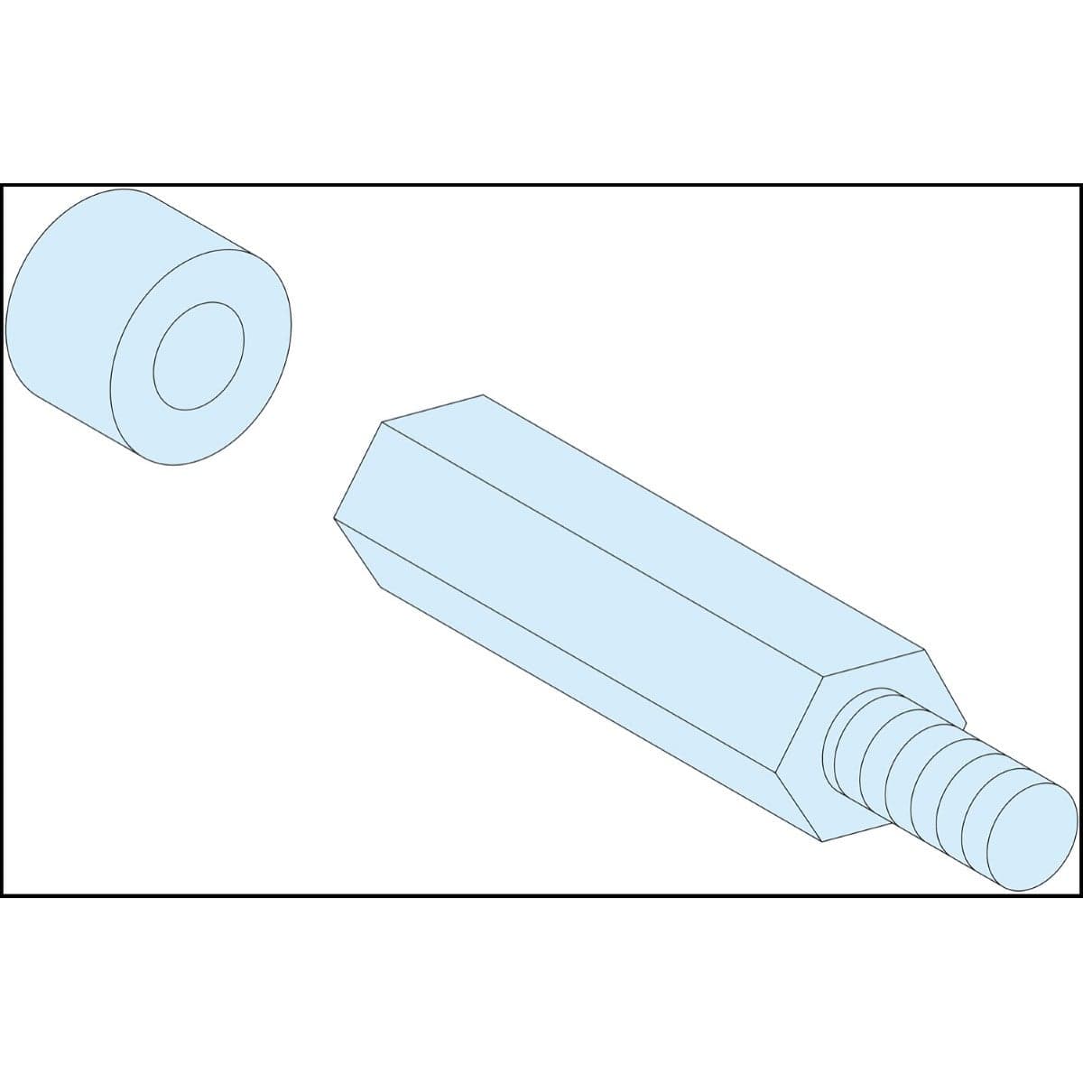 4 HEXAGONAL SPACERS M8 H40+10