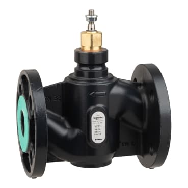 Venta V211 Globe Valve, 2-Way, PN16, Flanged, DN32, 16 kvs, Nodular Iron Body and Seat, Brass Plug, Stem Up Closed.