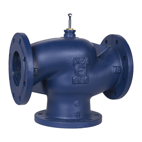 VG311F Globe Valve, 3-Way, DN150, Flanged, Kvs 300 m³/h, Cast Iron Body and Seat, Brass Plug.