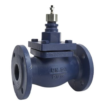صمّام سدادي، 50mm، 2-Way، بشفة، ساق مغلق، من الفولاذ المقاوم للصدأ، 40kvs، Glycol 25-50% Steam وWater
