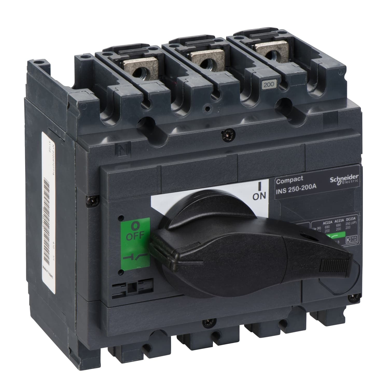 Switch Disconnector, Compact INS250-200, 200A, Standard Version with Black Rotary Handle