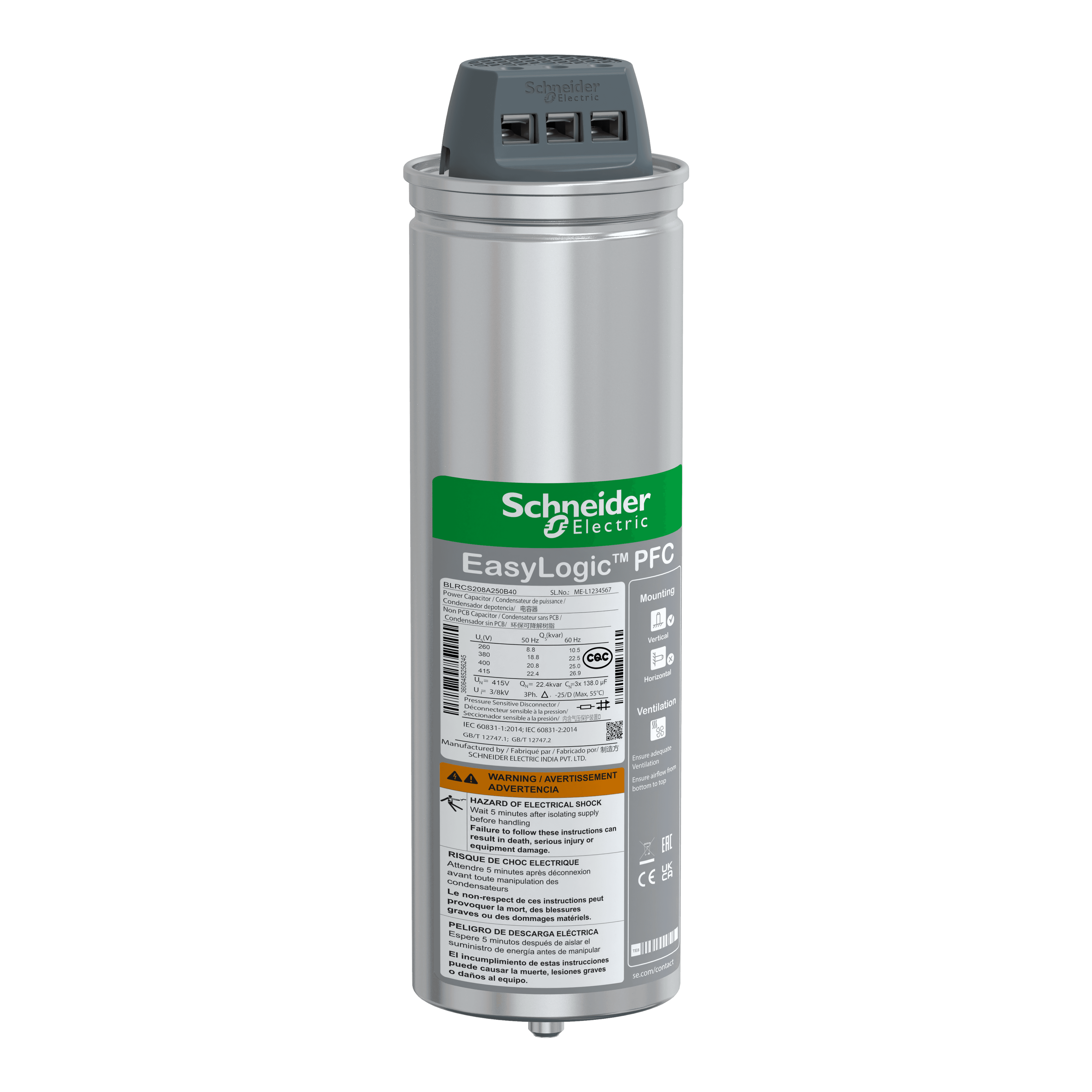CAPACITOR CAN SDY 16.9/20.3KVAR 440V