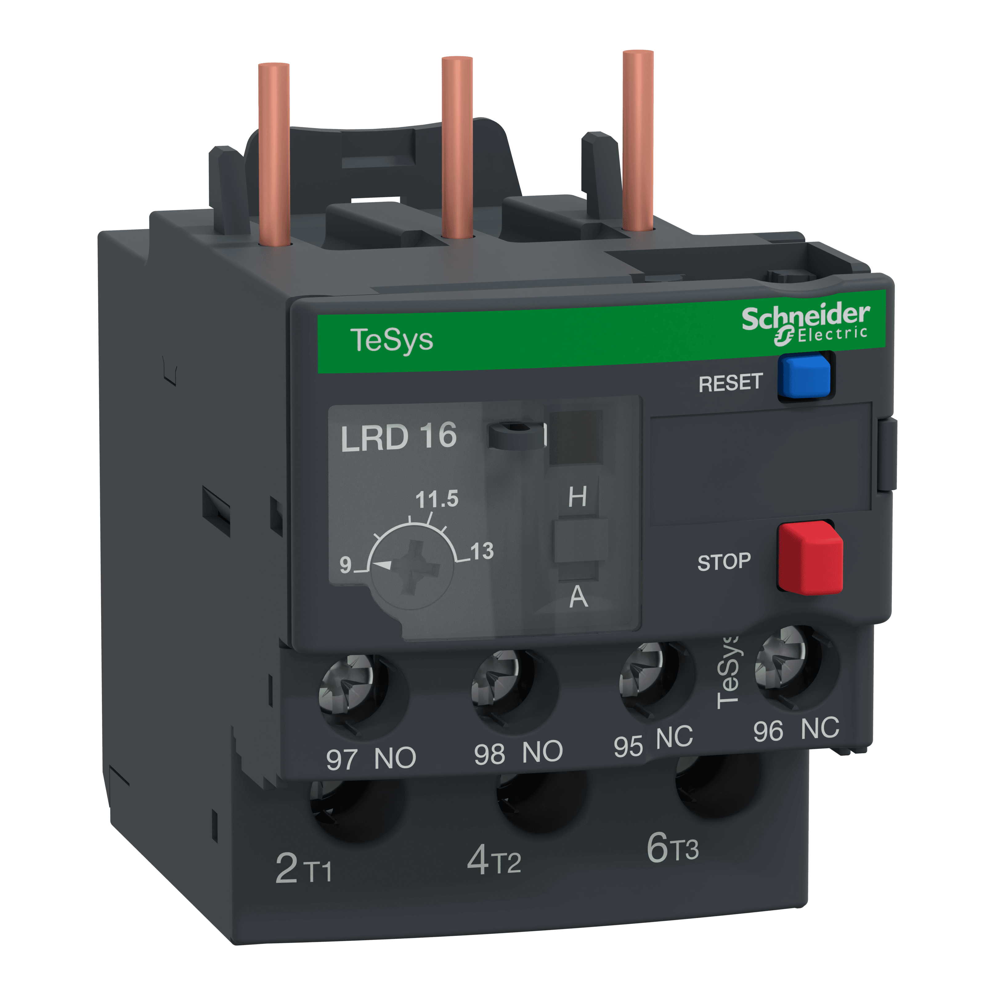 Thermal overload relay,TeSys Deca,9-13A,1NO+1NC,class 10A,screw clamp,bulk qty