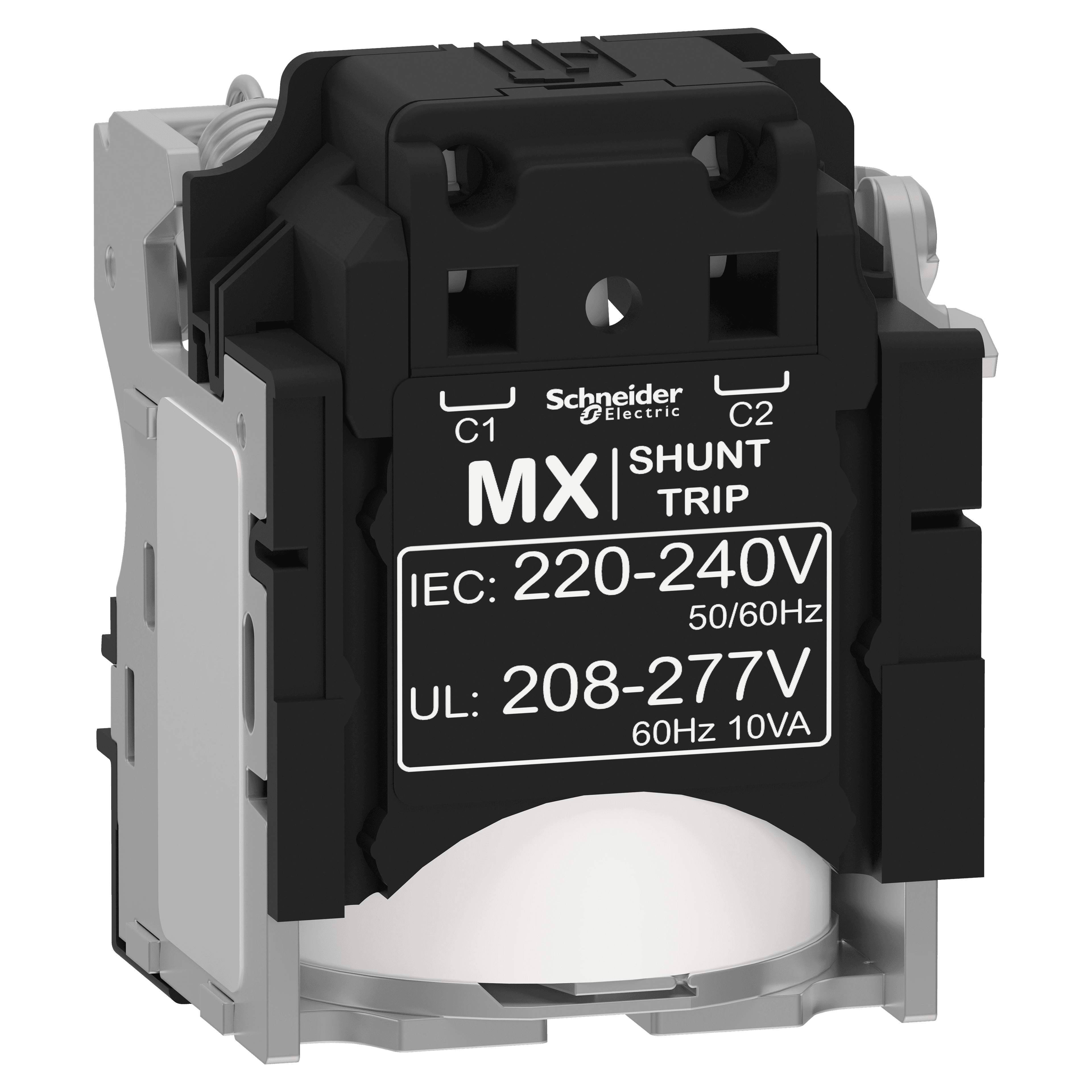 Shunt trip release MX, ComPacT NSX, 220/240VAC 50/60Hz, 208/277VAC 60Hz, screwless spring terminal connections