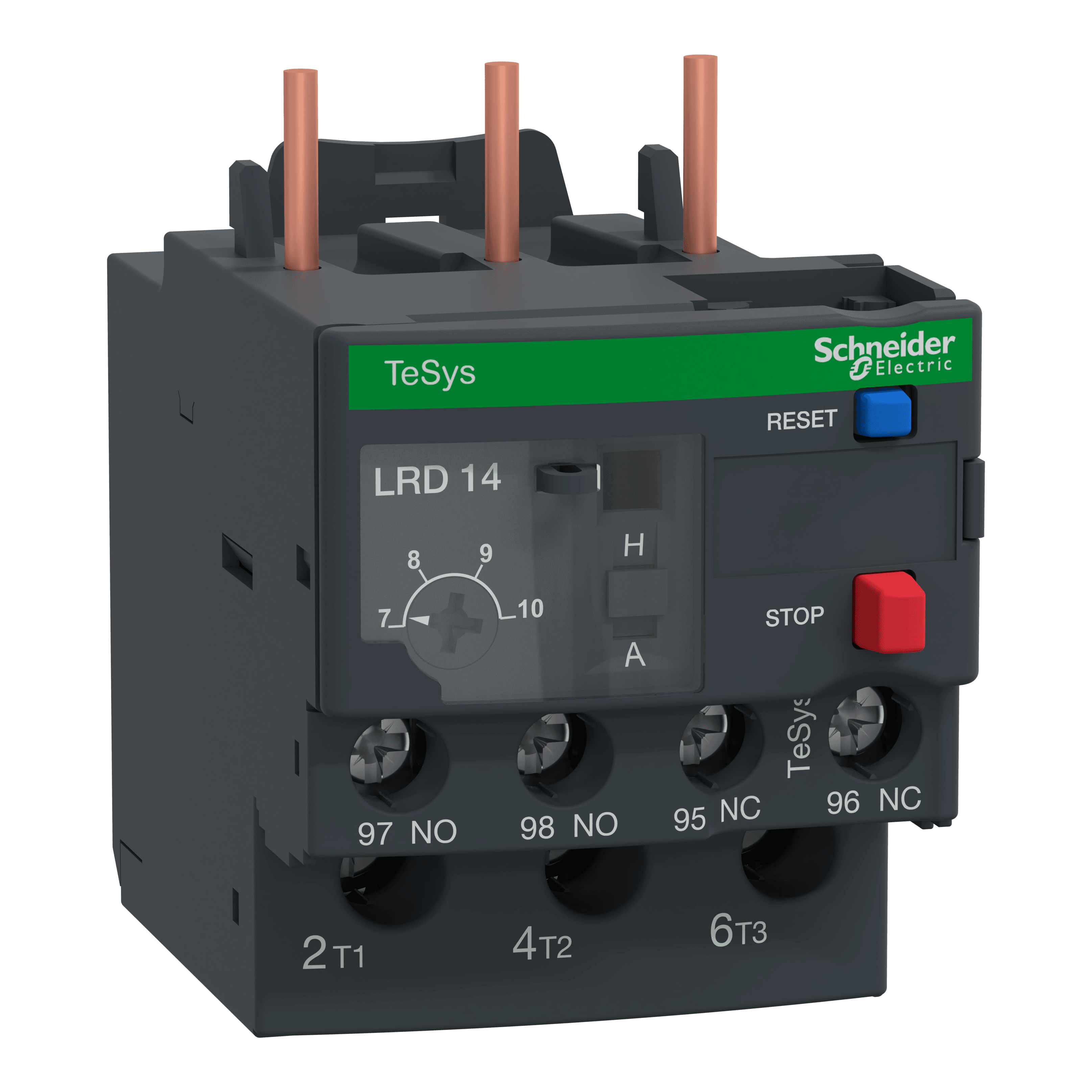 Thermal overload relay, TeSys Deca, 690VAC, 7 to 10A, 1NO+1NC, class 10A, screw clamp, bulk qty