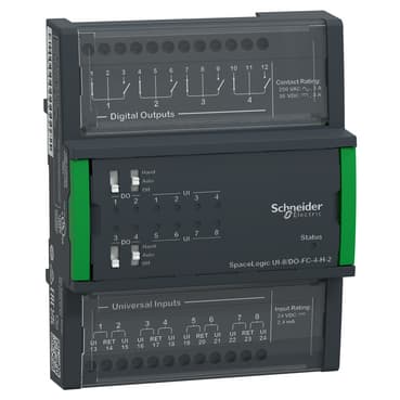 SpaceLogic Central I/O Expansion Module, 8 Universal Inputs, 4 Digital Outputs, Override