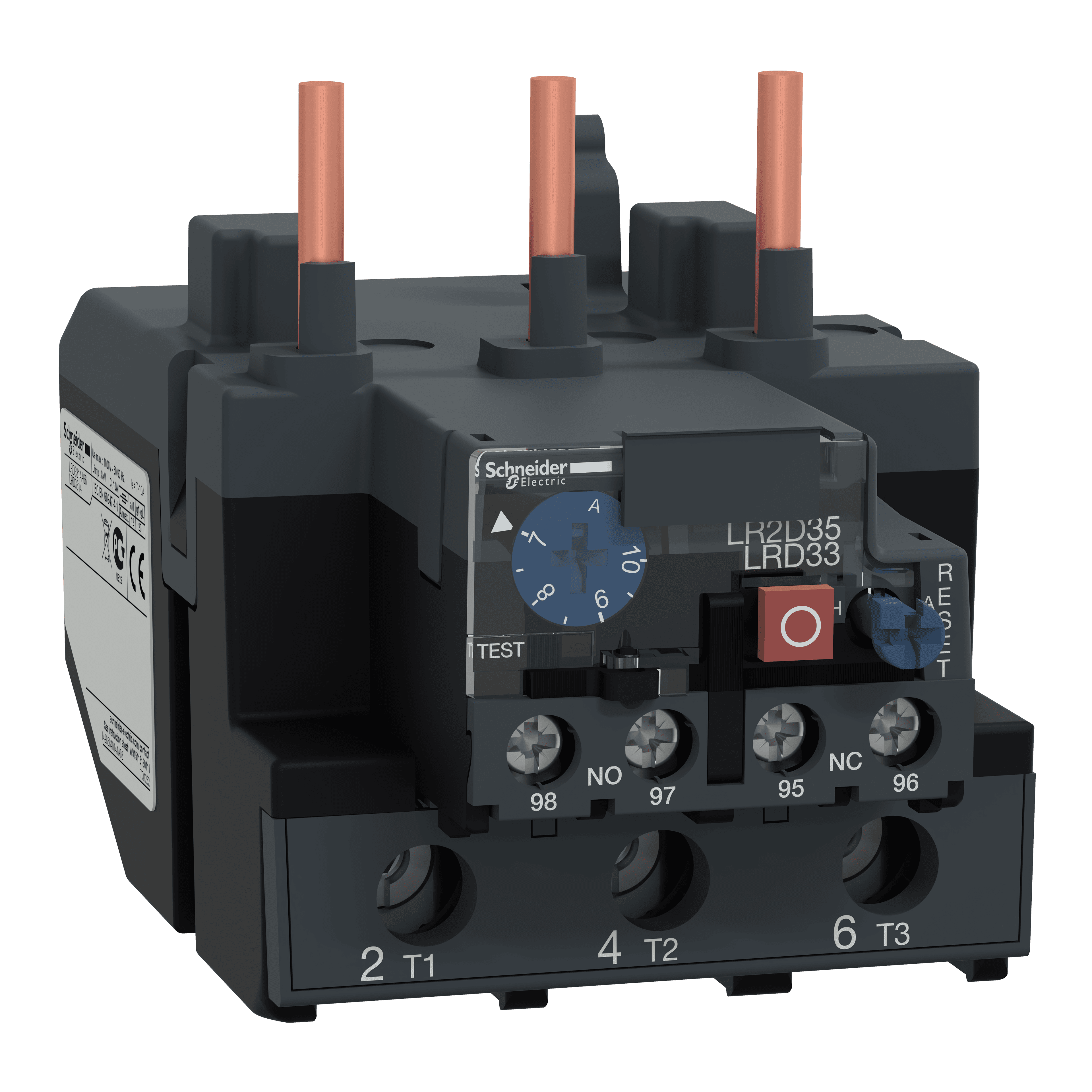 Thermal overload relay,TeSys Deca,7-10A,1NO+1NC,class 10A,screw clamp,for LC1D80
