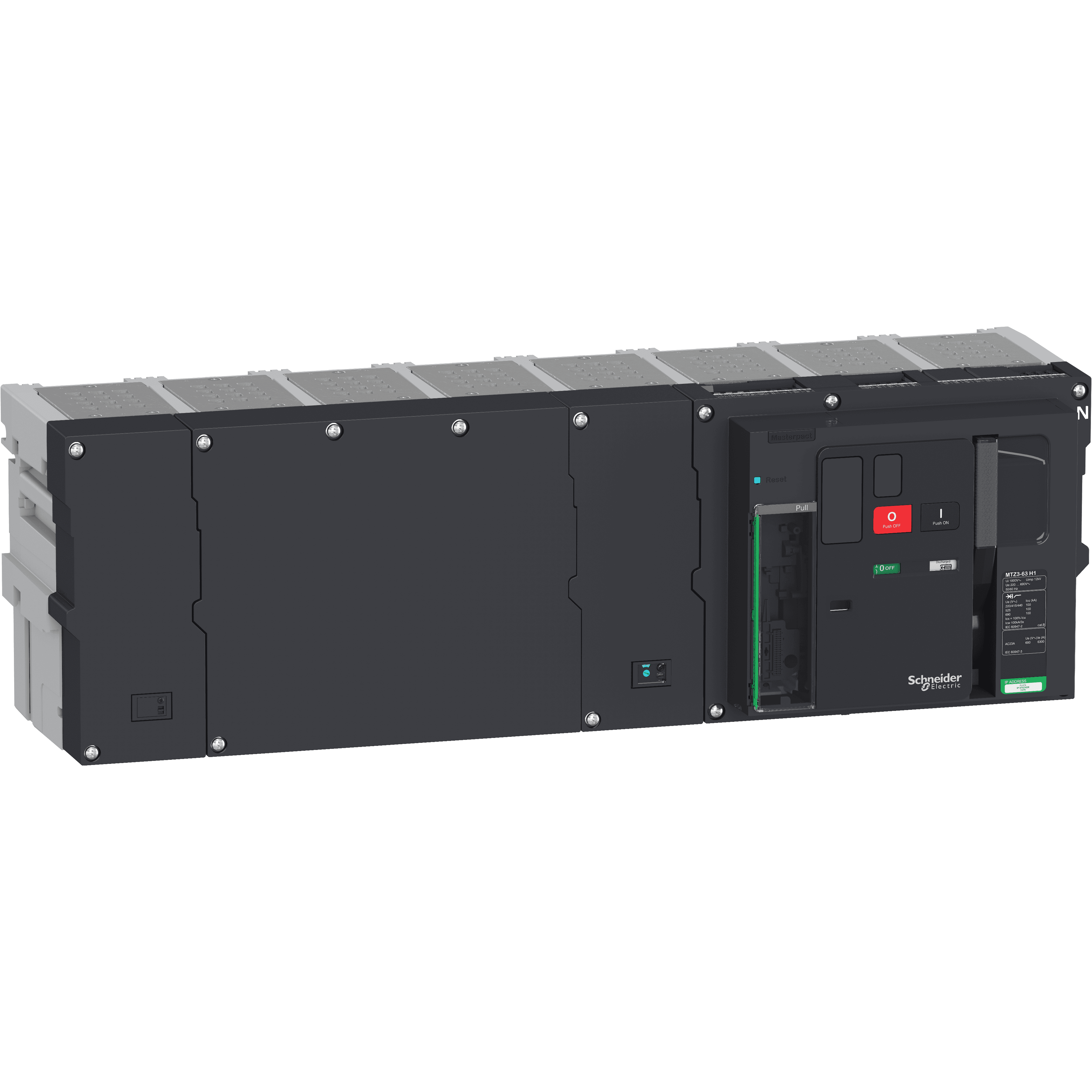 Circuit breaker  frame, MasterPact MTZ3 50H1 drawout for MicroLogic X, 5000A, 100kA/415VAC  (Icu), 4P right neutral