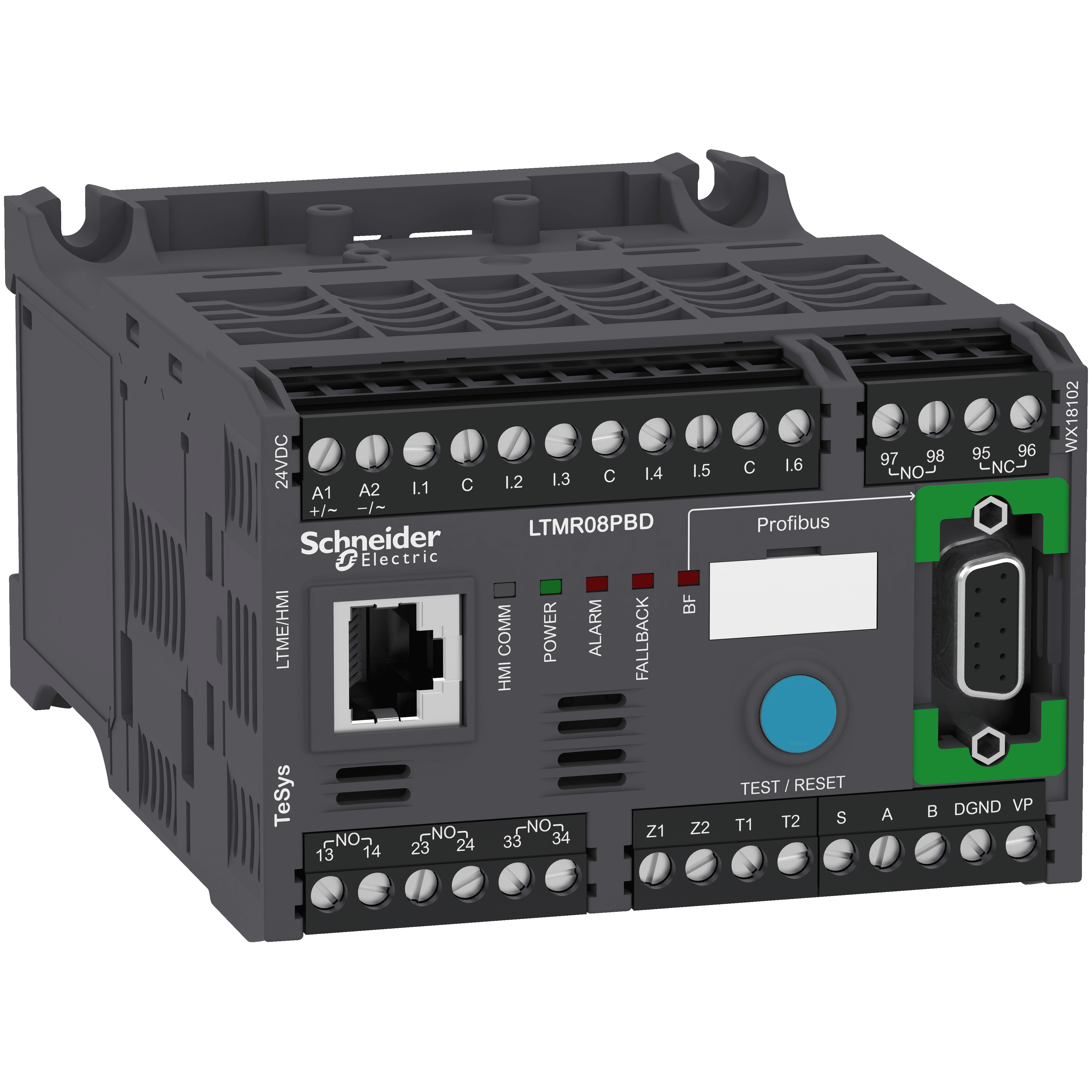 محرّك Management، TeSys T، متحكّم محرّك، Profibus DP، مداخل منطق 6، مخارج منطق مرحّل 3، 0.4 إلى 8A، 24VDC