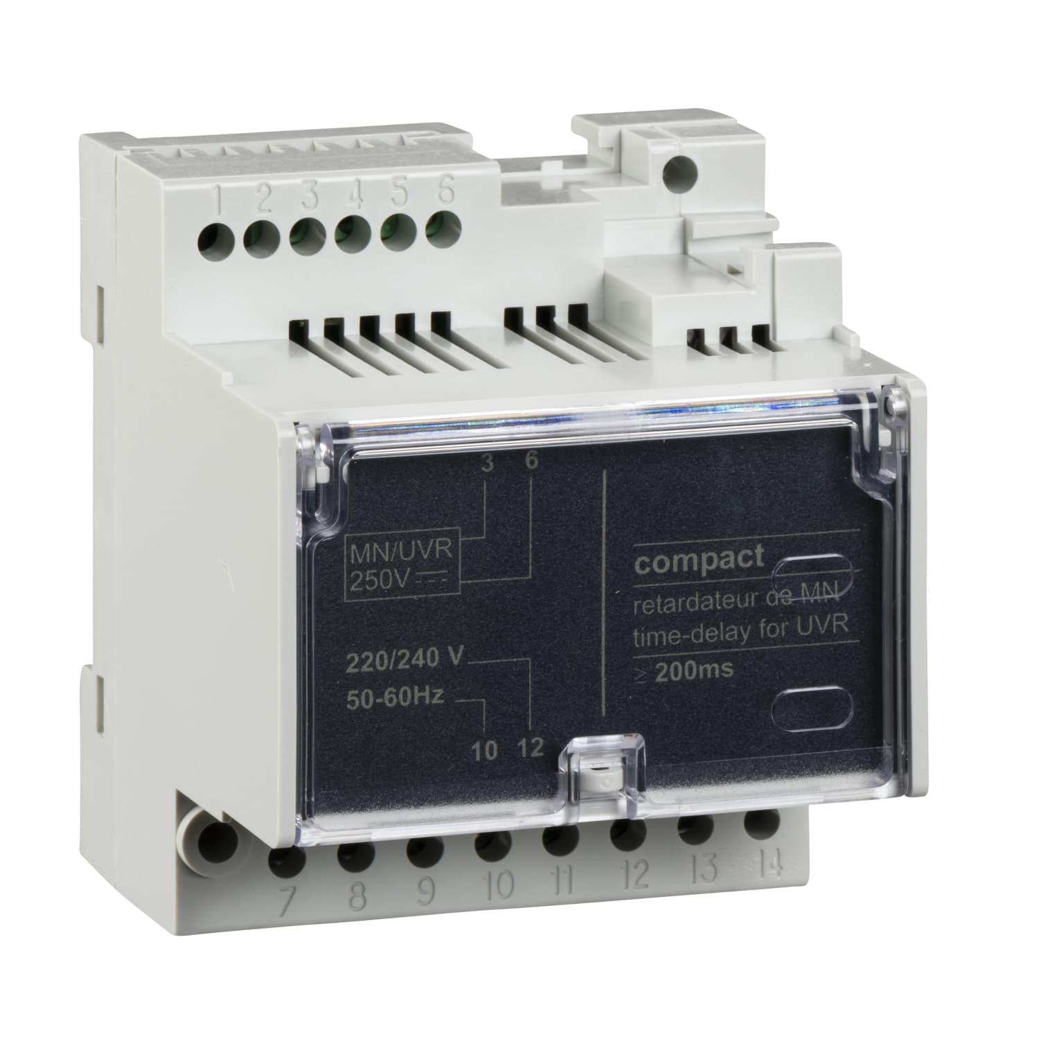 وحدة تأخير MN، ComPacT NSX/NSXm، تأخير زمن ثابت 200ms، 220/240VAC 50/60Hz، قطعة غيار