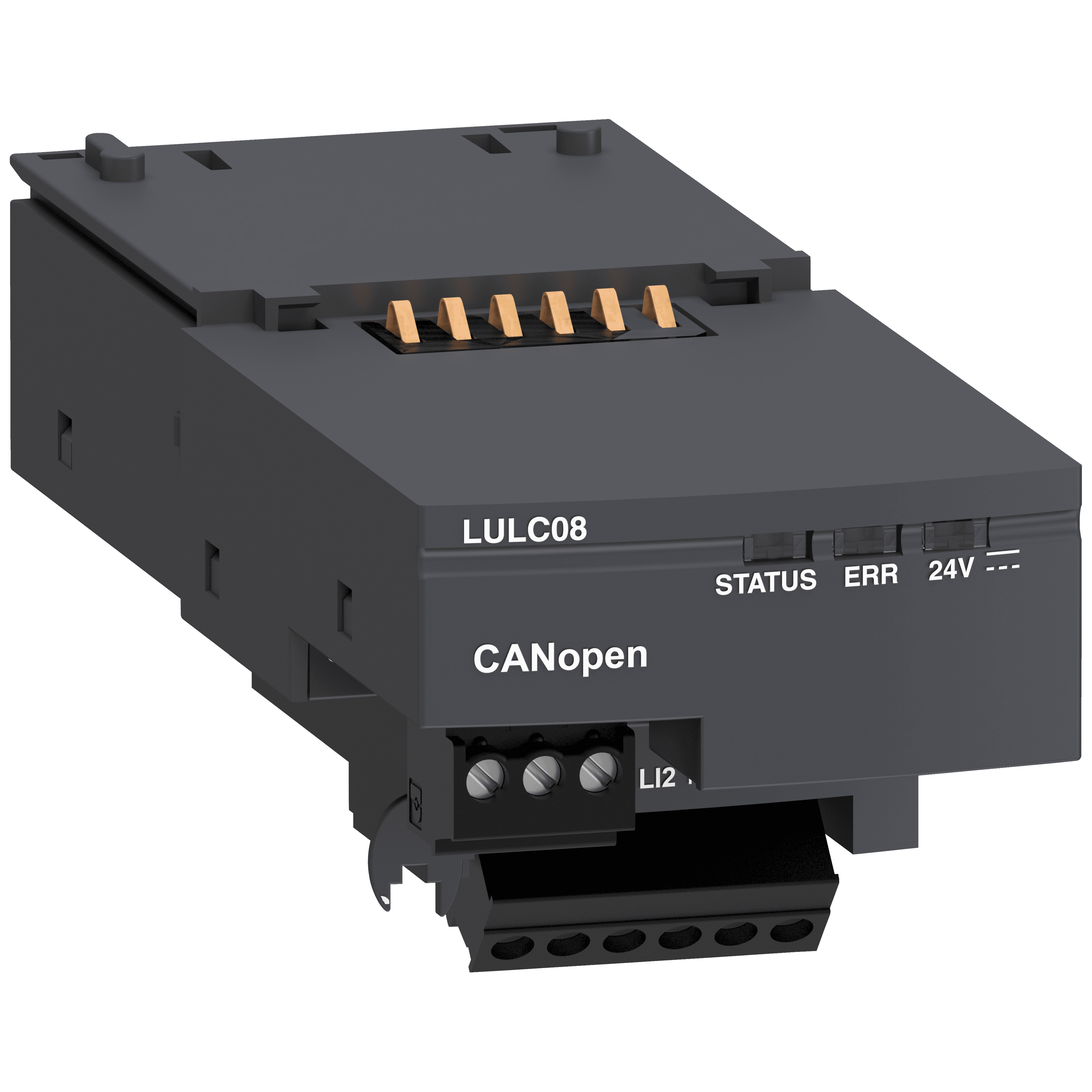 وحدة اتصال، TeSys Ultra، 24VDC، 0 إلى 500mA، CANopen، أمامي جانبي