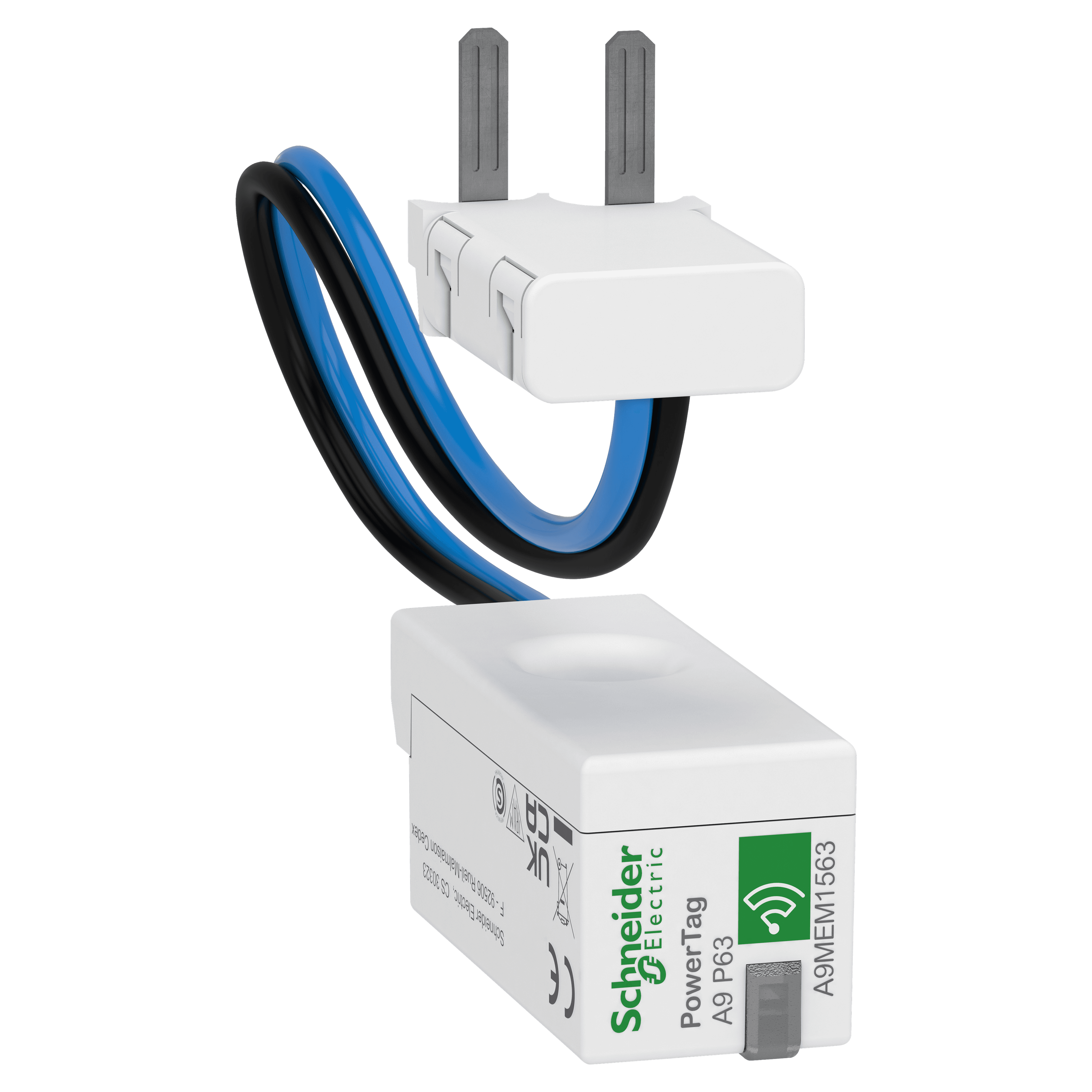 مستشعر طاقة، PowerTag PhaseNeutral 63A 1P+N وضع سفلي لـ RCBO 18mm Slim