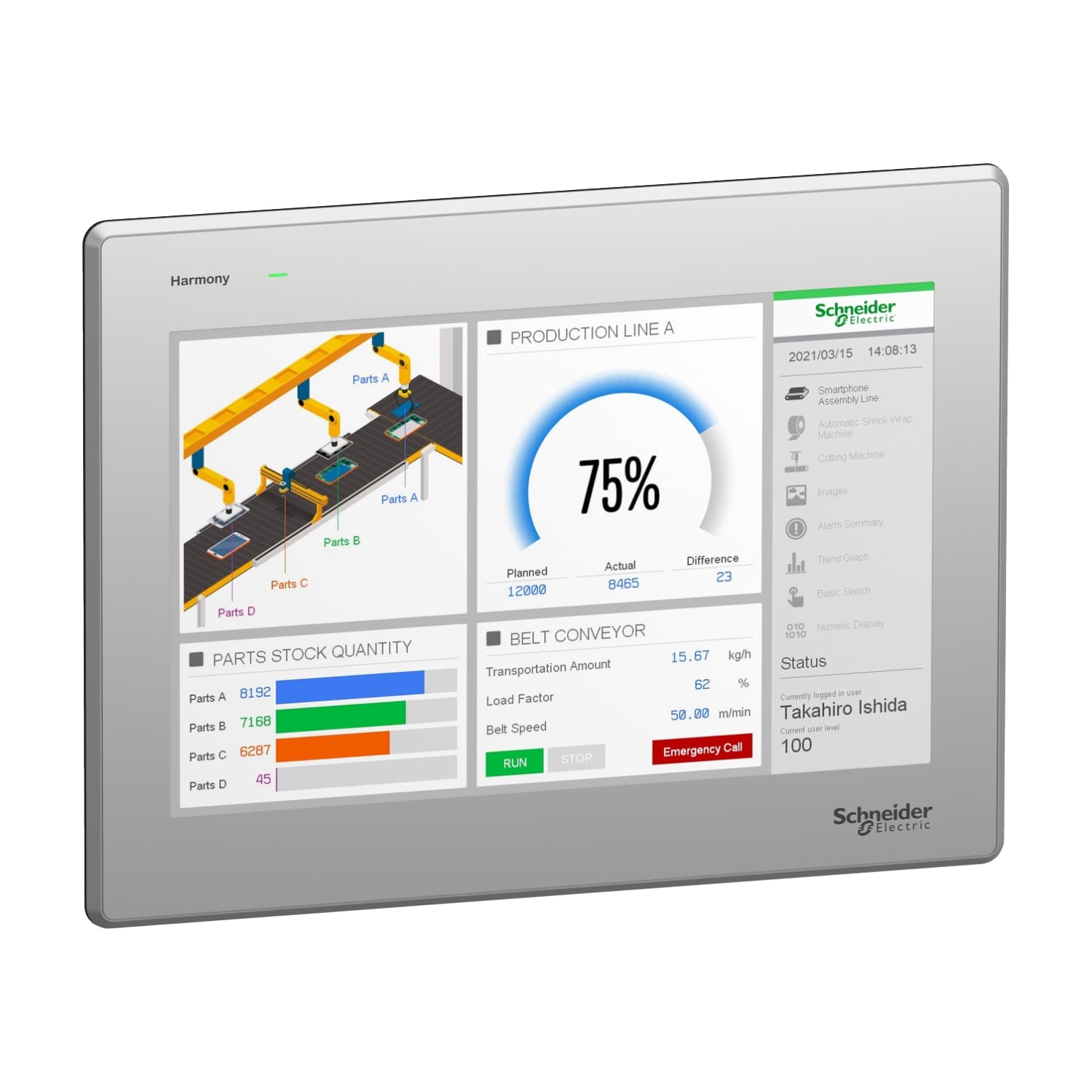 12W touch panel, stainless front panel