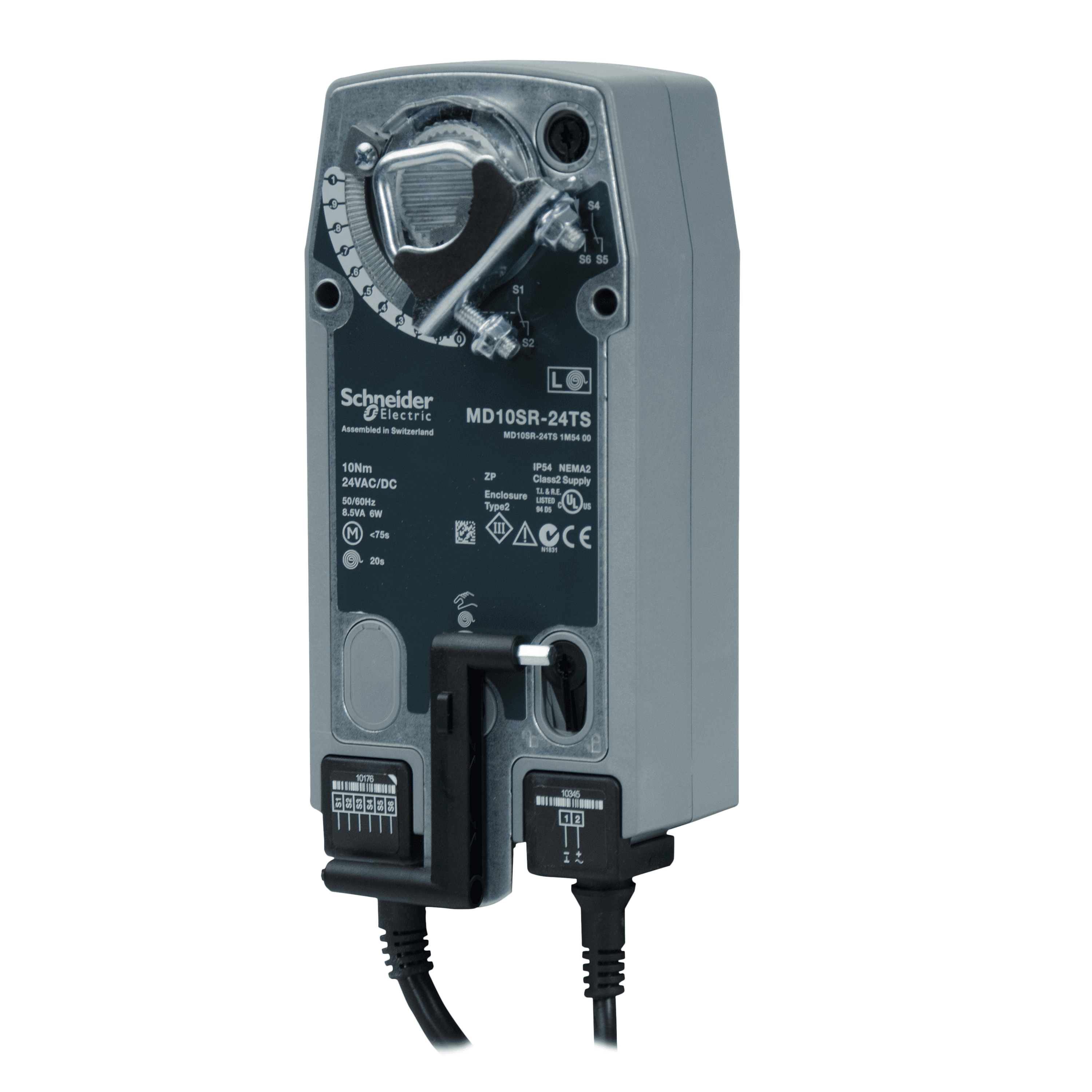 مشغّل حركة MD10-SR Damper، 2-Position، بإرجاع نابضي، 24Vac/Vdc، مزدوج lead، 10Nm، IP54