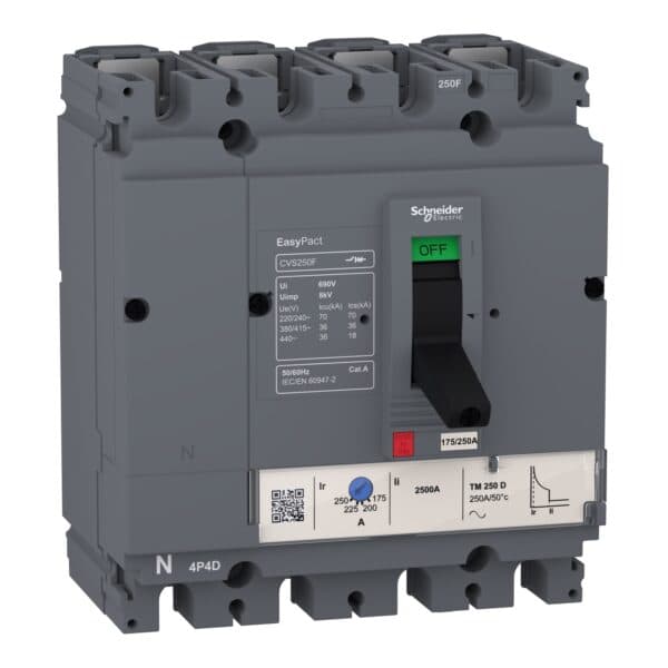 قاطع دائرة، EasyPact CVS، CVS250F، 36kA 380/415V، TMD، 4p/4d