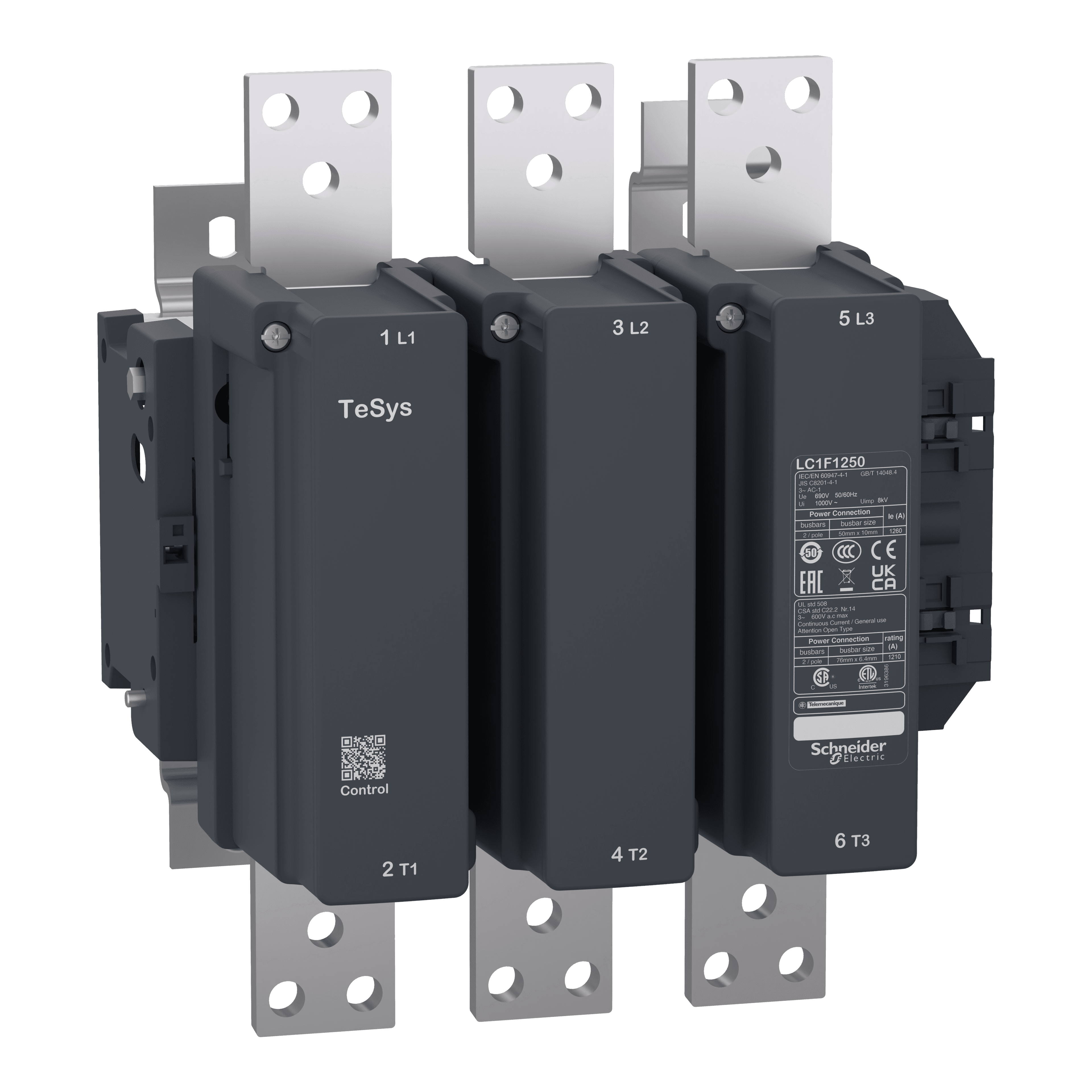 Contactor, TeSys F, 3P(3NO), AC-1 <=1000V 1260A, 220V AC coil