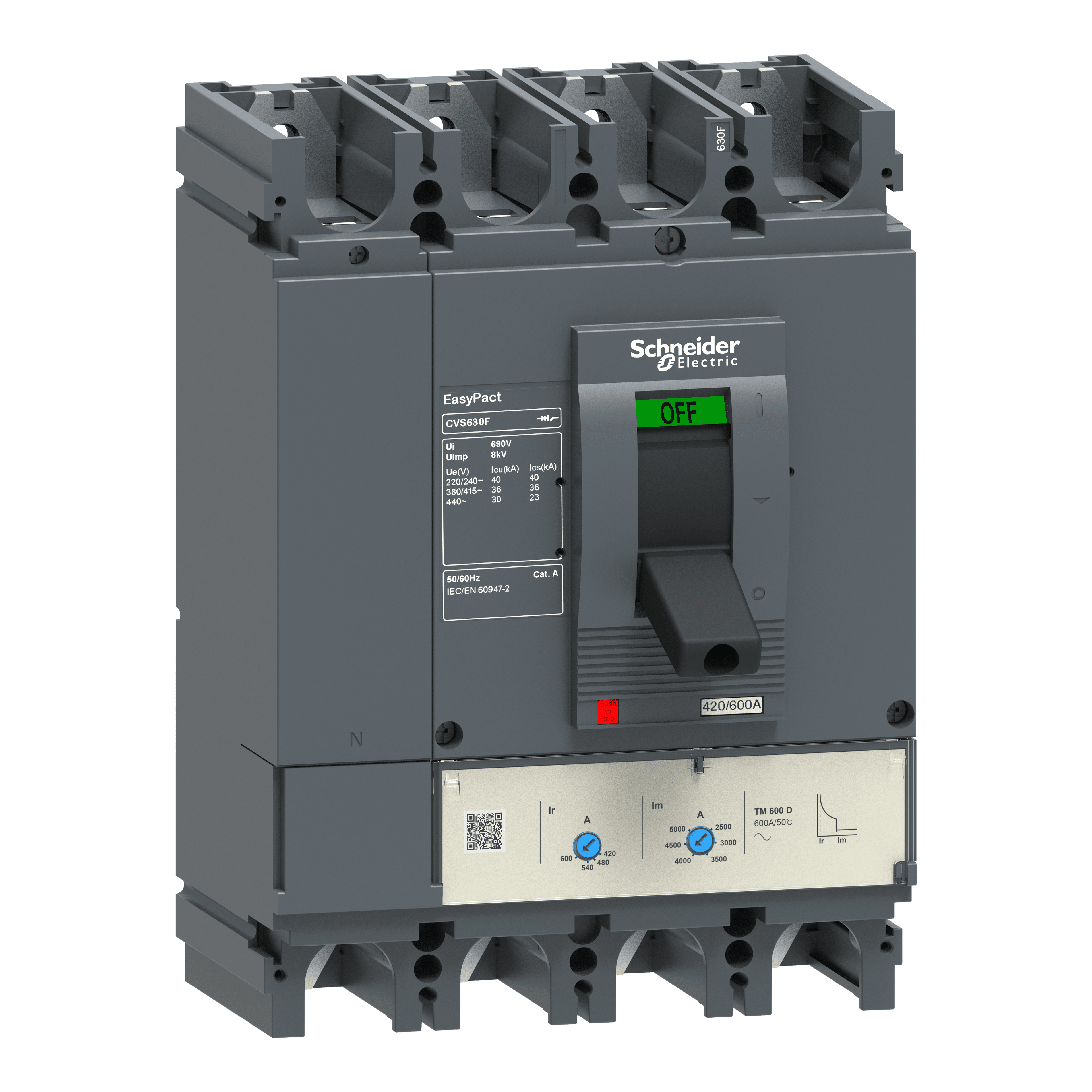 قاطع دائرة، EasyPact CVS، CVS630F، TMD، 4p/4d